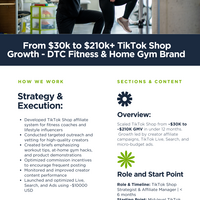 From $30k - $210k TTS Growth - Fitness & Home Gym Brand
