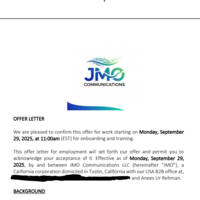Worked as a Graphic designer job at JMO  Offer Letter