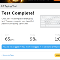 I'm able to type 65 WPM with more than 90% accuracy.