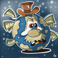 Cartoon planet Earth dollars Design