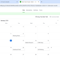 Calendar view of Work Task Tracker System