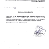M-Phill Provisional Letter