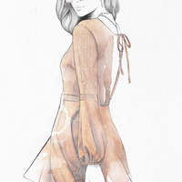 Fashion illustration (ink + watercolor)