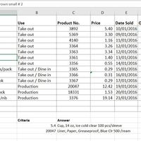Excel Index and Matching