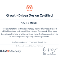 Hubspot Certification for Growth Driven Design for Websites