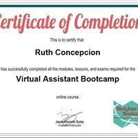 Virtual Assistant Bootcamp Certificate of Completion