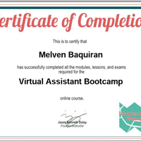 Certificate of Completion - Virtual Assistant course