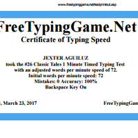 Certification of typing speed