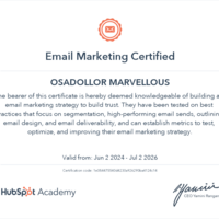 Hubspot Email Marketing certificate