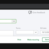 Bill entry simulation on Quickbooks Online 
