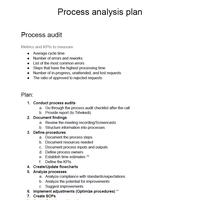 Process Analysis Plan