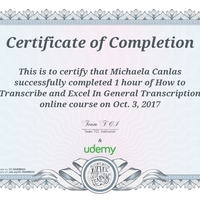 Transcription Certificate (Udemy)