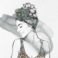 Fashion portrait (pencil + watercolor)