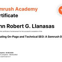 Passed Semrush course on On-Page & Technical SEO