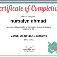 "Virtual Assistant certificate"