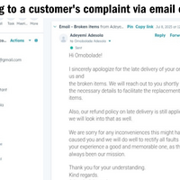 Responded to customer complaint via HubSpot & email 