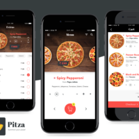 UI screens for a pizza delivery app