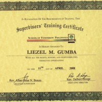 Supervisor's training certification