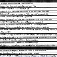 Stocktake Checklists & Procedures