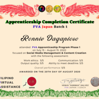 FVA Japan Apprenticeship Certificate