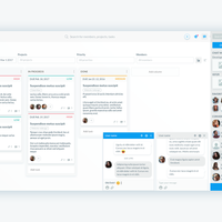 Kanban with chat and contacts list UI Design
