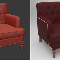 Highly detailed sculpting and rendering of a classic sofa