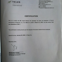 Certificate of Employment