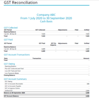 GST Reconciliation Report in Xero