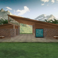 Mountain resort lobby design.