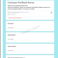 Customer Feedback Form Created with Google Form