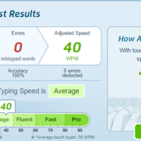 My typing test result. 