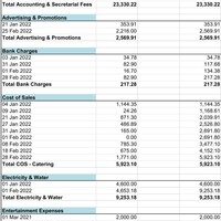 Detailed Ledger showing the breakdown of gures