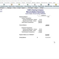 QuickBooks Reconciliation Summary