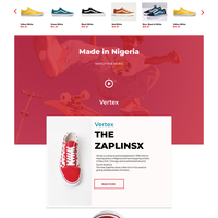 A website design for a shoe brand Vertex in Nigeria