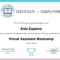 Virtual assistant online couse certificate.