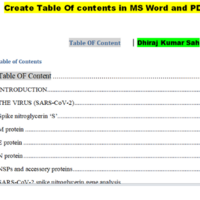 table of content