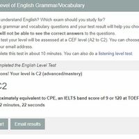 English Grammar/Vocabulary Test Result