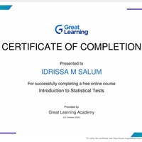Certificat of statistical analysis