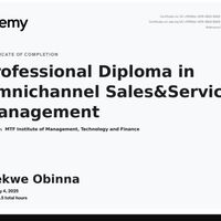 Udemy certification on Omnichannel  Sales $ service man. 