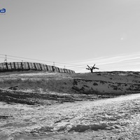 Black and white mountain view