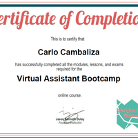 Virtual Assistant Bootcamp Completion