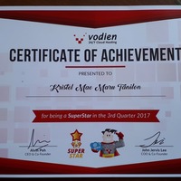 Vodien Super Star Certificate
