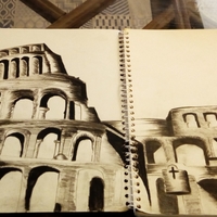 Rome Colosseum Charcoal Drawing