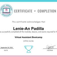 Virtual Assistant Bootcamp Certificate