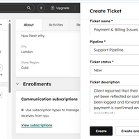 Ticket on Hubspot