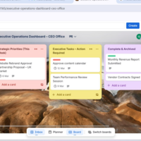 Trello board with structured tasks and priorities.