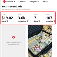 Pinterest ads campaign result