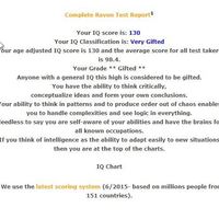 IQ Test Results - 130 