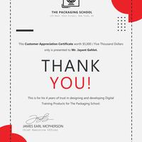 Cust. Appreciation Certificate