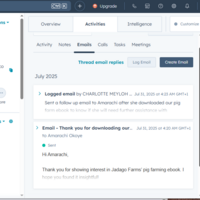 hubspot follow up email + log email